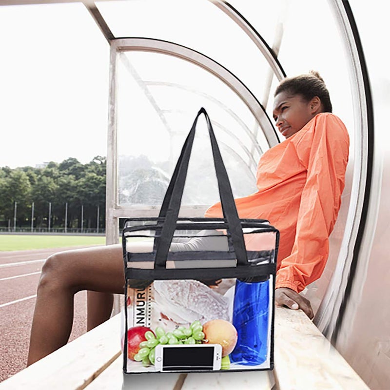 Clearworld 2 Pack Clear Tote Bag,Stadium Approved Security Clear Bag 12"Ã—12"Ã—6",Sturdy PVC Construction Zippered Top, Perfect for Work, School, Sports Games and Concerts - Image 2